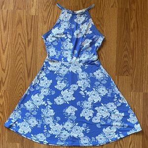 Lush Periwinkle & White Flower Dress w/ Straps